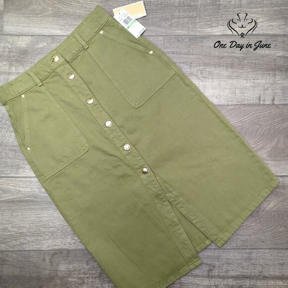 Michael Kors Denim Midi Skirt Size 8 - Picture 1 of 5